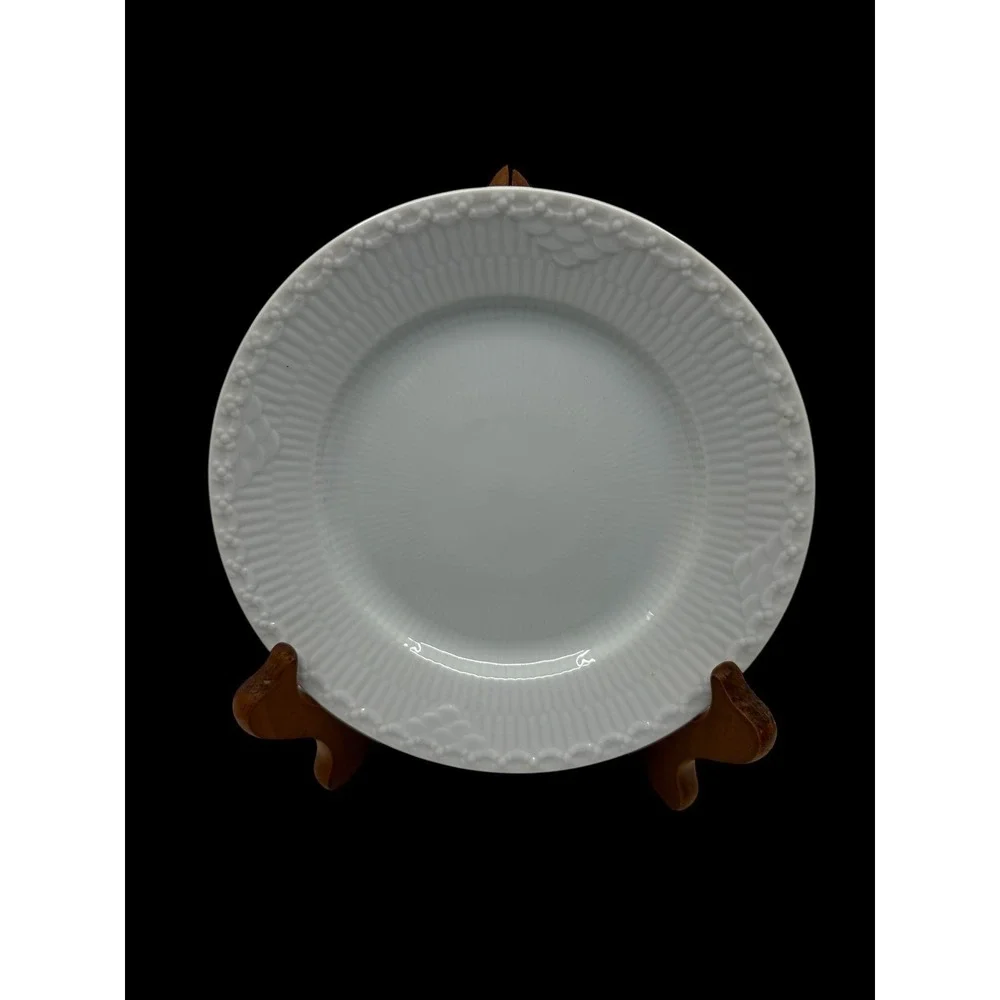Royal Copenhagen White Half Lace Bread/Butter Plates Set of 2 Denmark Fluted
